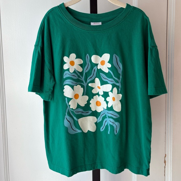 Hanna Andersson Other - Hanna Andersson | Oversized Floral Graphic Green Shirt | Size 8